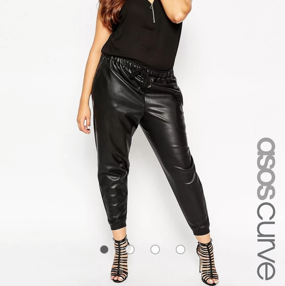 ASOS Curve Pants - Asos Curve -Leather Look Jogger
